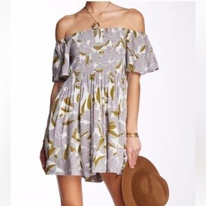 Free People Strapless Dress in Lilac and Olive Size S NWOT Louise Smocked!